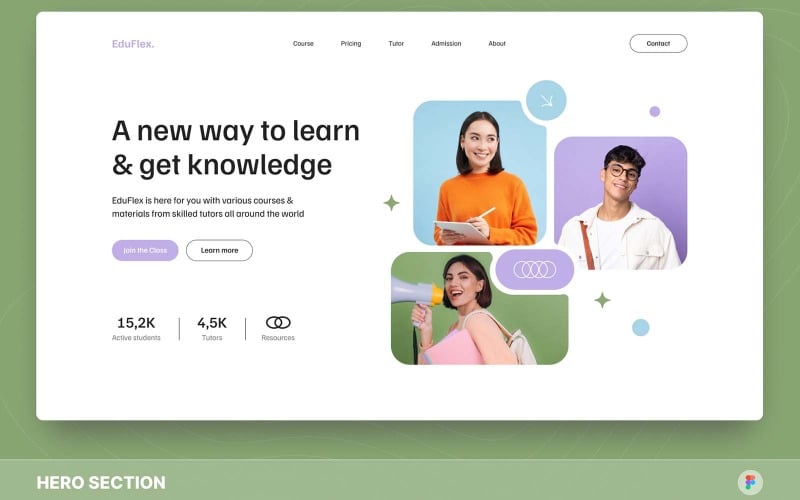 EduFlex - E-Öğrenim Kahraman Bölümü Figma Şablonu