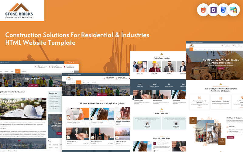 Строительные решения для жилых и промышленных помещений HTML-шаблон веб-сайта