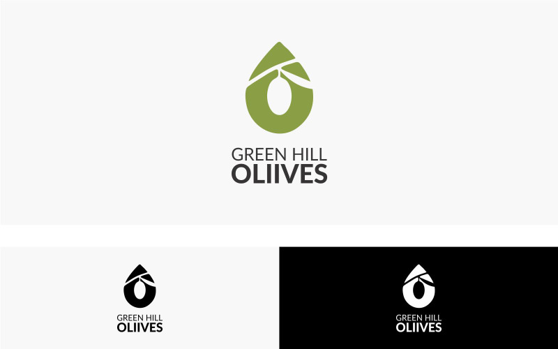Green Hill Olives logotyp designmall