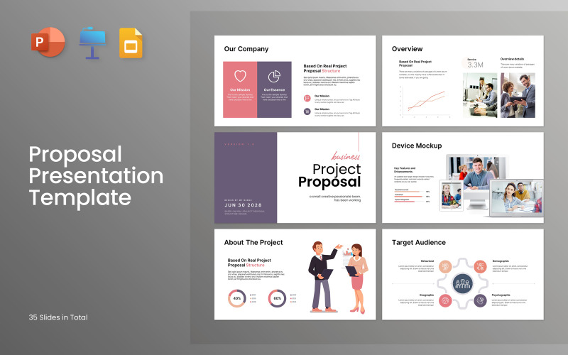 Modello di presentazione PowerPoint del layout della proposta di progetto