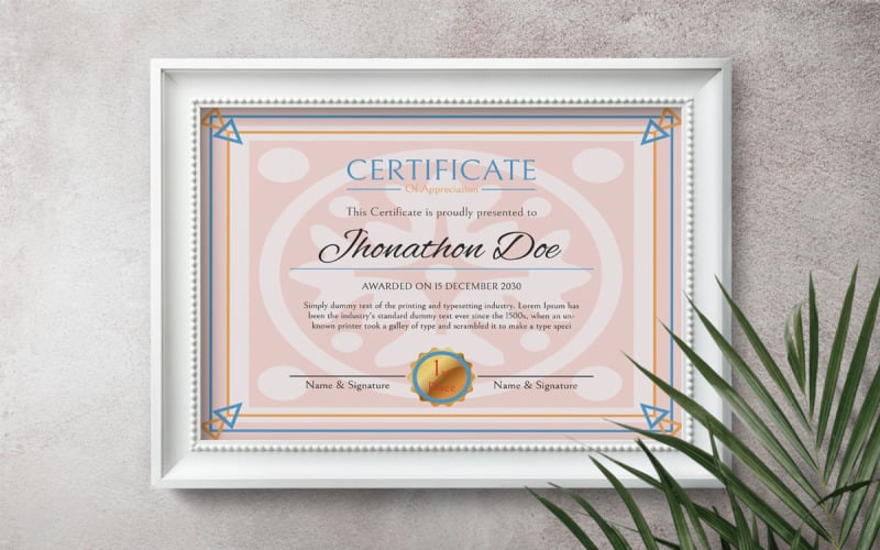 Certificaat van Waardering award sjabloon