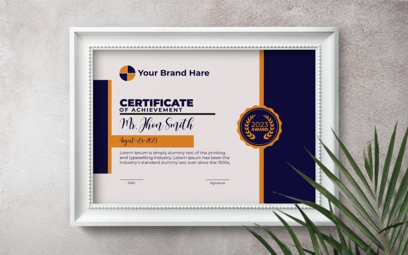 Certificate of achievement award template. TemplateMonster