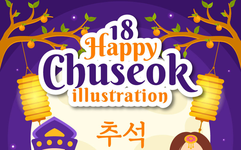 18 Mutlu Chuseok Günü İllüstrasyonu