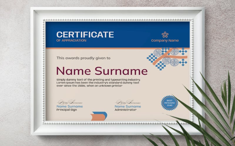 Plantilla de certificado de reconocimiento.