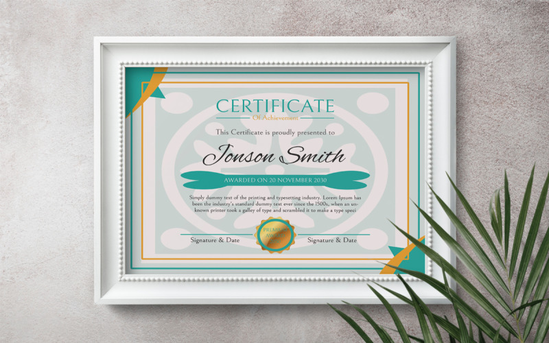 Plantilla de Premio de Diploma de Certificado de Logro.