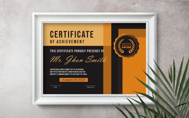 Premium Certificate of award achievement template