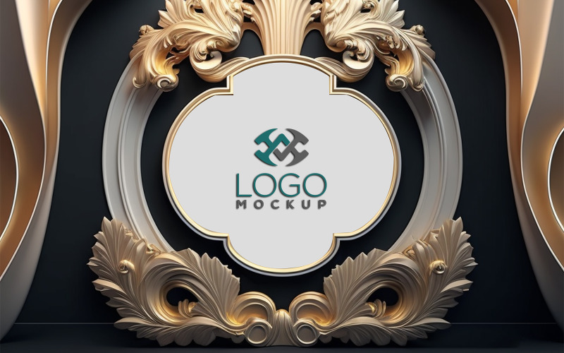 Maquette de logo | Maquette de cadre de luxe | Images d'arrière-plan géométriques 3D