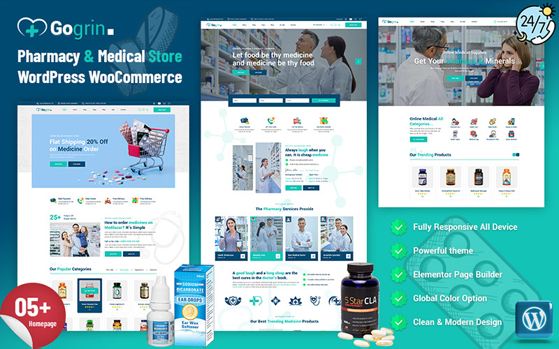 Gogrin – Gyógyszertár és orvosi WordPress WooCommerce WordPress téma