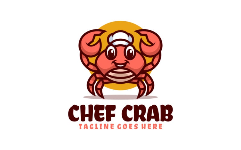 Logotipo de desenho animado do mascote Chef Caranguejo