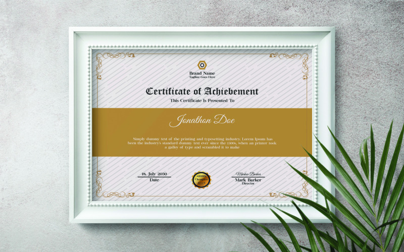 Modèle horizontal de certificat de réussite.