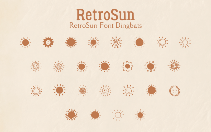 Rétro - Soleil - Police - Dingbat