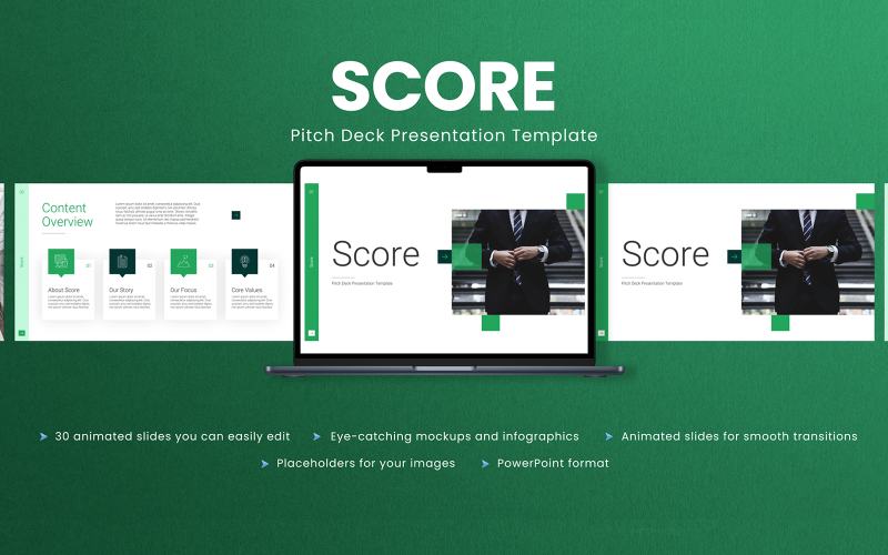 Score - Présentation animée du pitch deck Modèle PowerPoint