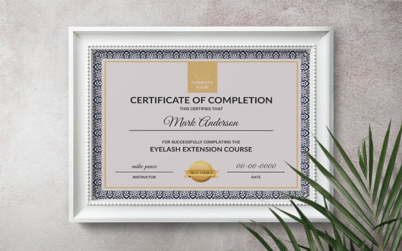 Simple and Pattern Style completion Certificate