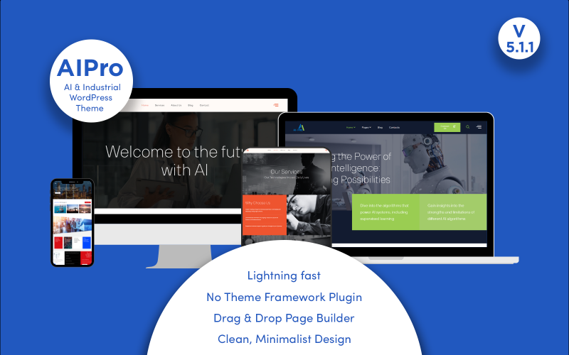 AIPRO artificiell intelligens och industriellt WordPress-tema