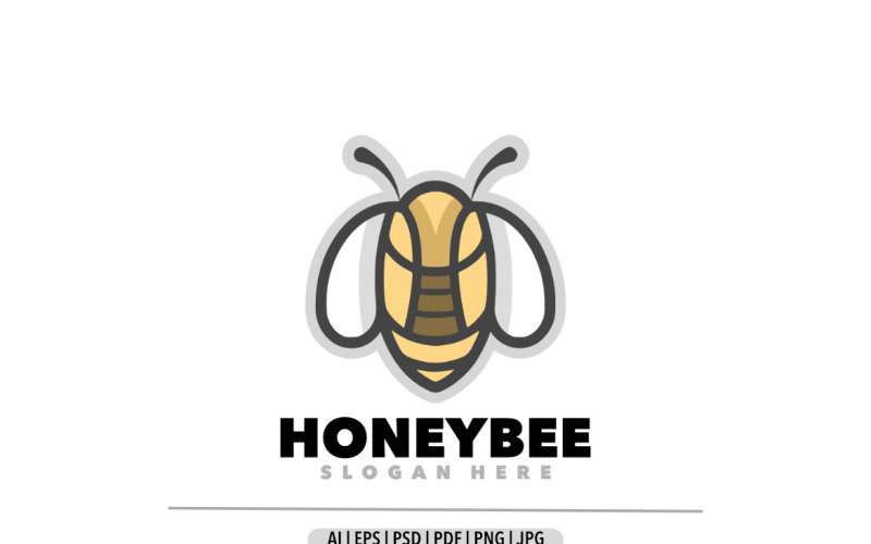 Caricature de conception de logo mascotte simple abeille