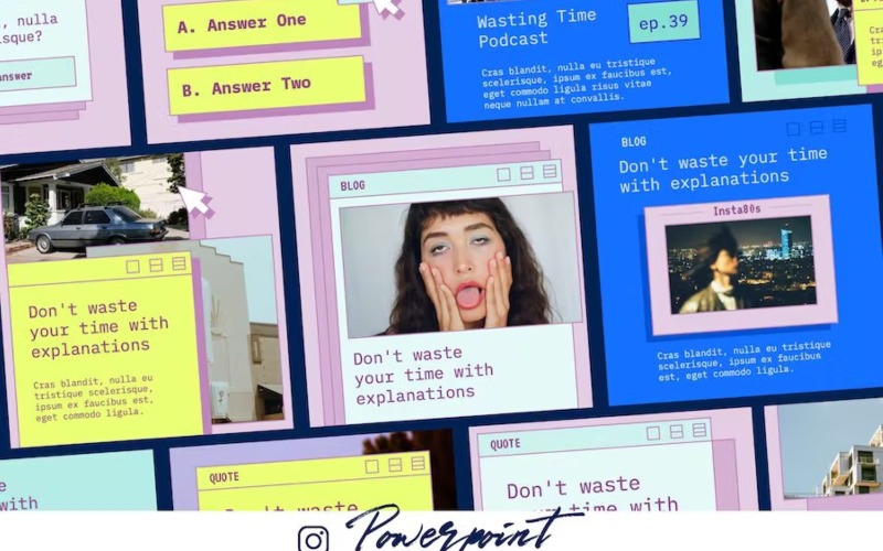 Insta 80'ler - Powerpoint Instagram Şablonu