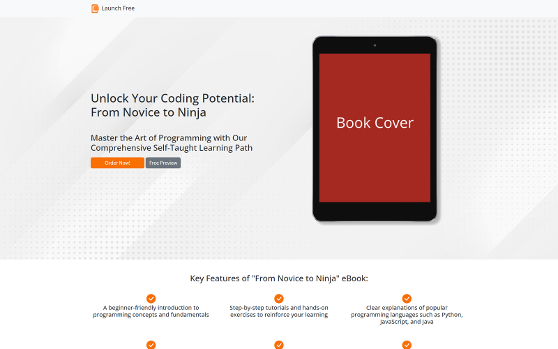 Lansering gratis: eBook Lansering av målsidasmall