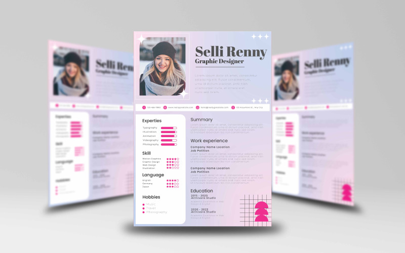 Resume and CV Template Design 4 #345487 - TemplateMonster