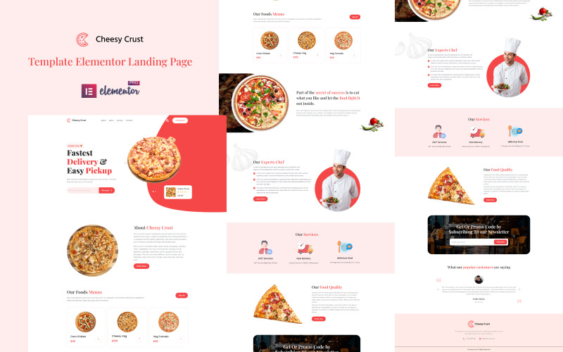 Cheesy Crust - Pizza Restaurant Services Elementor-bestemmingspagina