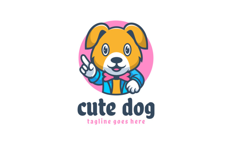 Logotipo de desenho animado de mascote de cachorro fofo 1