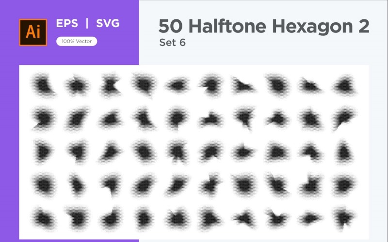 Hexagon shape halftone background V2-50-6