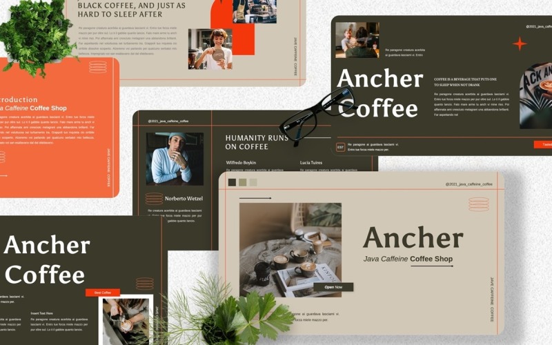 Ancher - 咖啡店 Googleslide 模板
