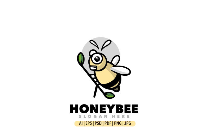 Mascotte de conception de logo d'abeille drôle