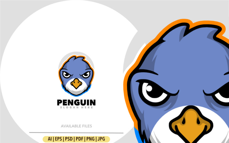 Modello di progettazione del logo della testa del pinguino