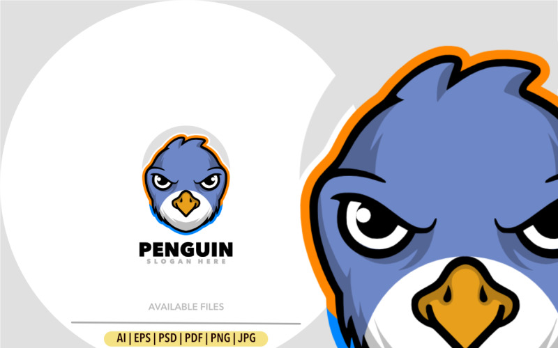 Pinguïn hoofd logo ontwerpsjabloon