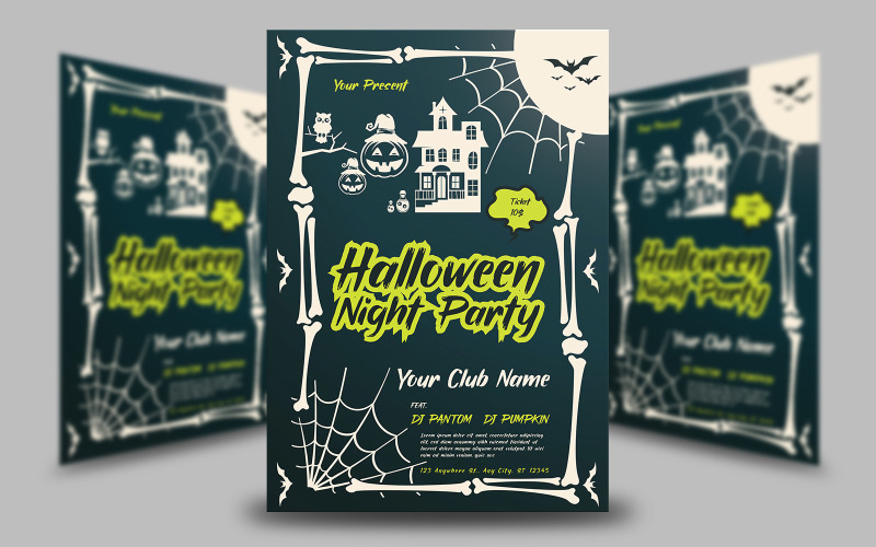 Plantilla de volante de fiesta de noche de Halloween de miedo