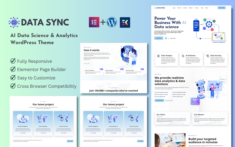 Data Sync - Inteligência Artificial Data Science e visualização de dados WP Theme