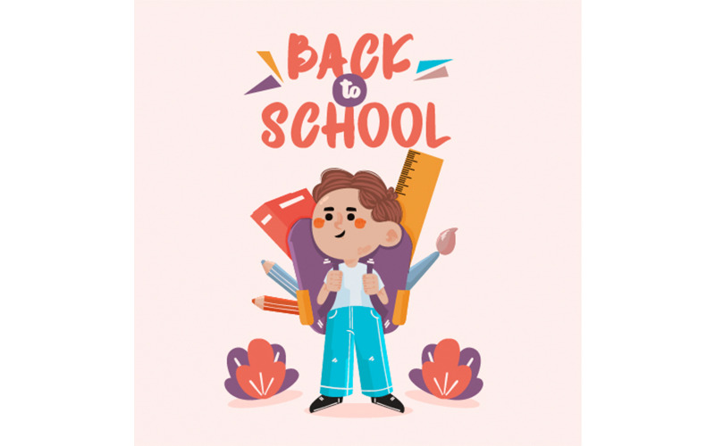 Düz Çocuklar Okula Dönüş İllüstrasyonu
