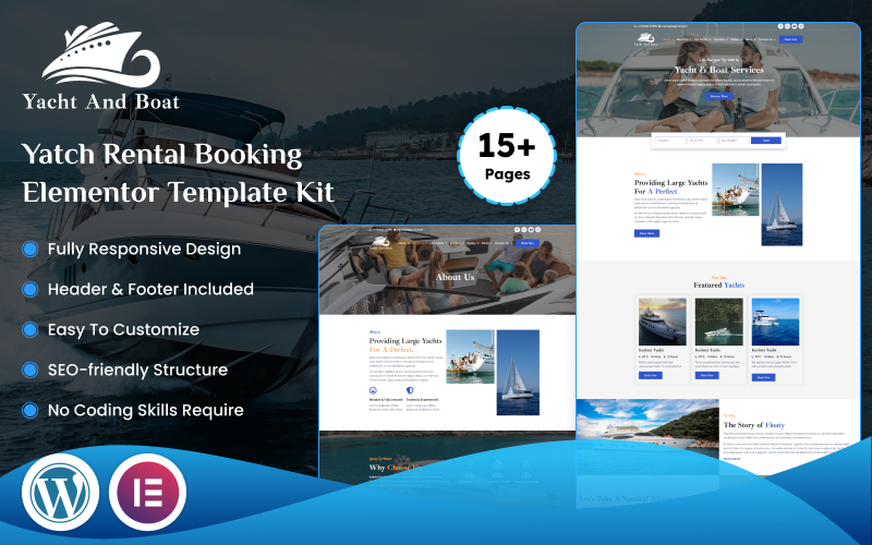 Yacht And Boat - набор шаблонов Elementor для бронирования аренды яхт