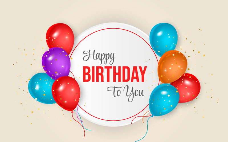 Birthday balloons banner design Happy birthday greeting text idea