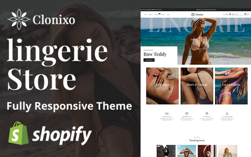 Clonixo - полностью адаптивная тема Shopify для нижнего белья