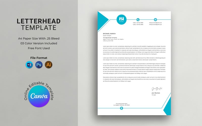 Corporate Simple Clean Letterhead Template - Templatemonster