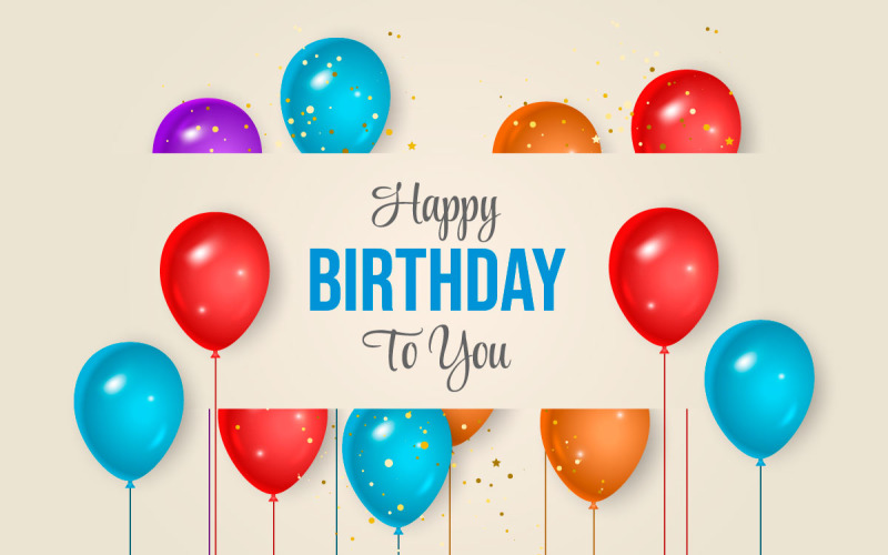 День народження повітряні кулі банер вектор дизайн текст привітання з днем народження