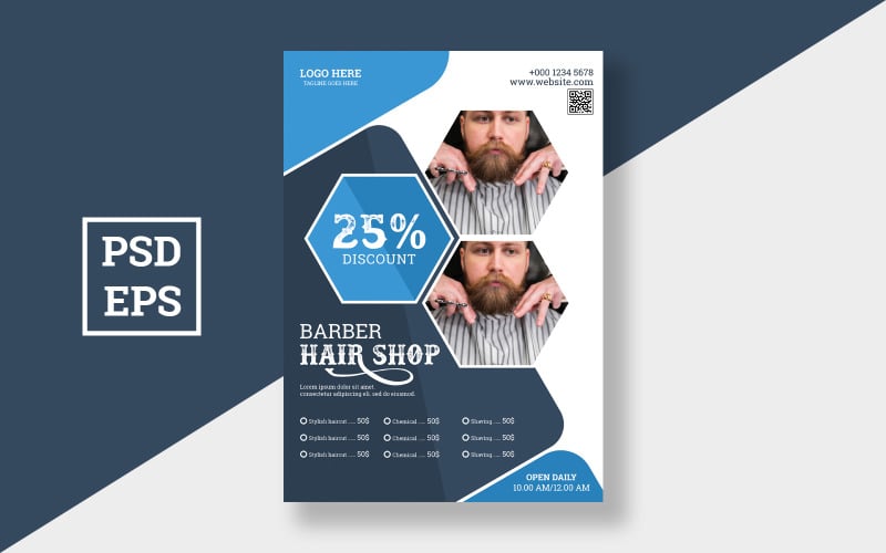 Design de panfleto de barbearia corporativa