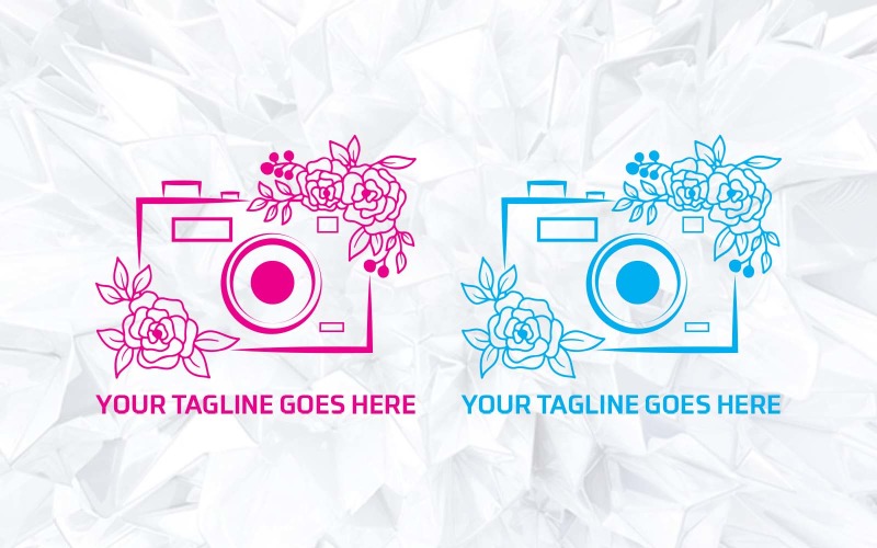 Design del logo della fotocamera con fiore - Identità del marchio