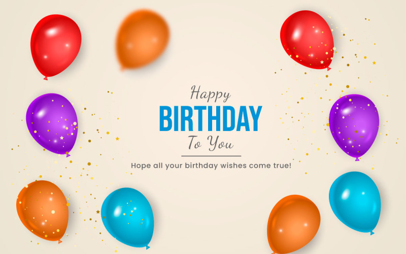 Diseño de banner de globos de cumpleaños de vector Saludo de feliz cumpleaños