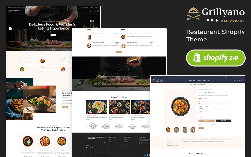 Grillyano – Shopify reszponzív téma éttermekhez, gyorséttermekhez, ételekhez