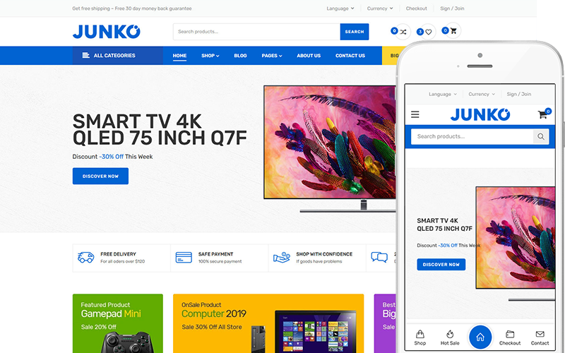 Junko - Digital, elektronicawinkel WooCommerce WordPress-thema