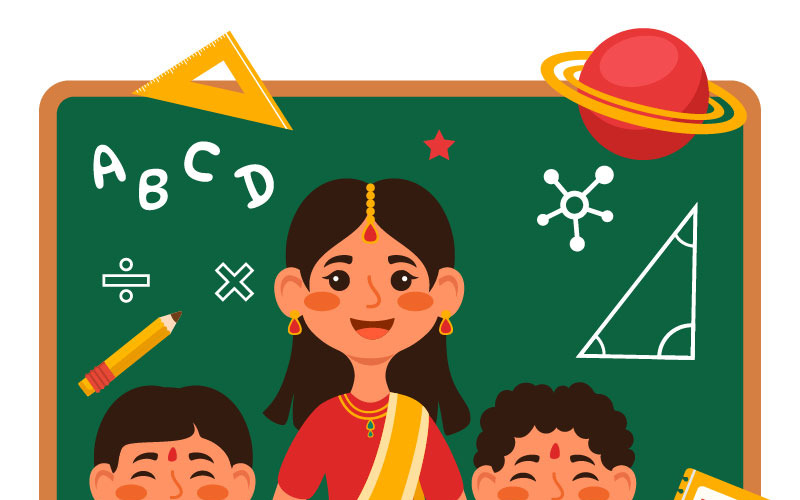 10 Lerarendag in India Illustratie