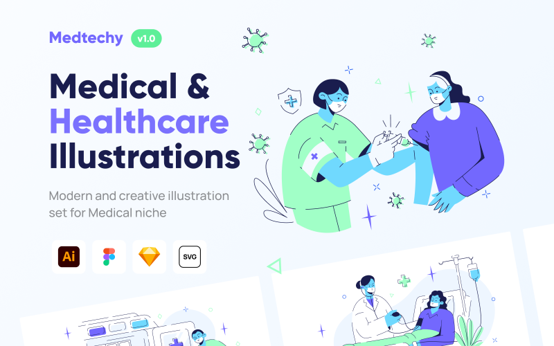 Medtechy - Medicin & Healthcare Illustration Set