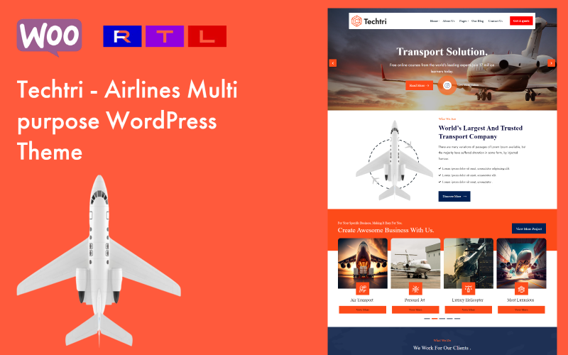 Techtri - Tema WordPress Multiuso para Companhias Aéreas