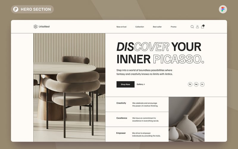 UrbaNest – Beige Simple Minimalist Home Decor Hero Section