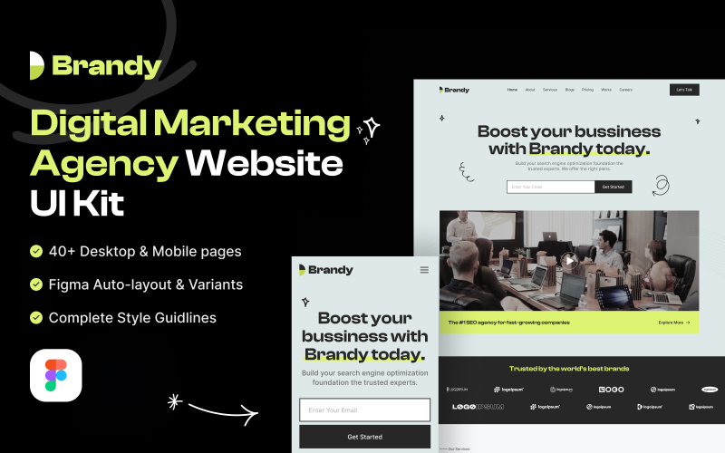 Brandy – Website-UI-Kit einer Agentur für digitales Marketing