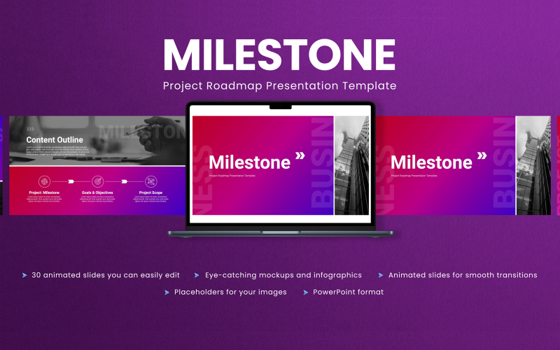 Meilenstein – Animierte Projekt-Roadmap-PowerPoint-Präsentationsvorlage