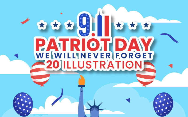 20 USA Patriot Day illusztráció