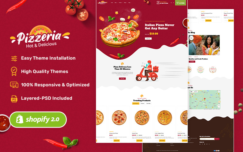 Pizzeria - Shopify-tema för pizza, snabbmat, restauranger och kaféer